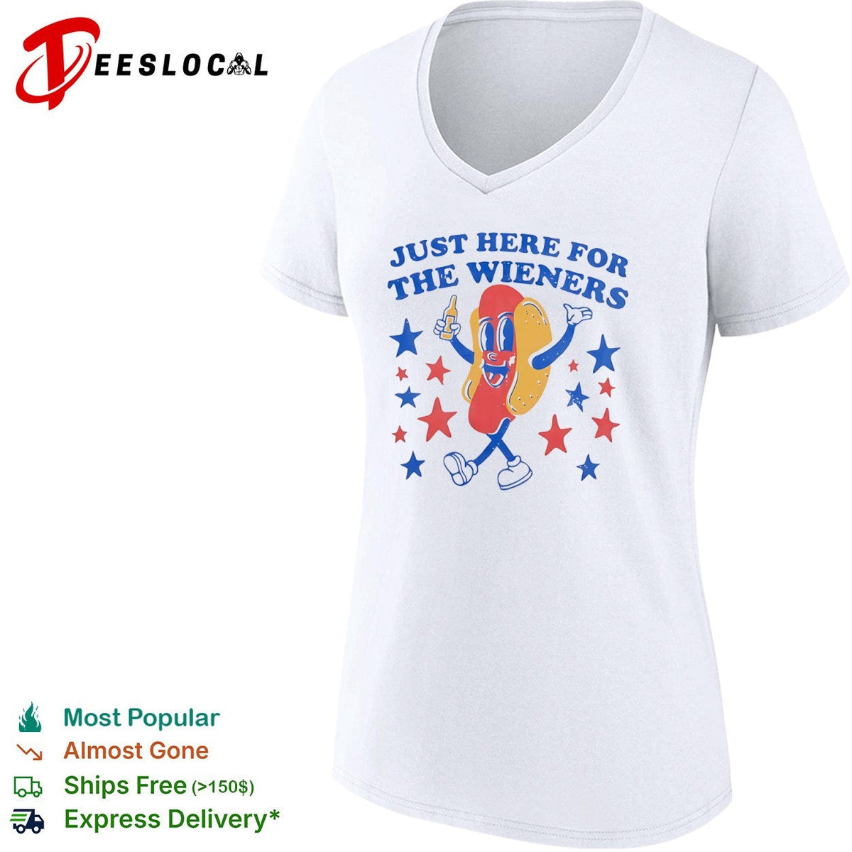 Just here for the wieners hot dog shirt Unisex