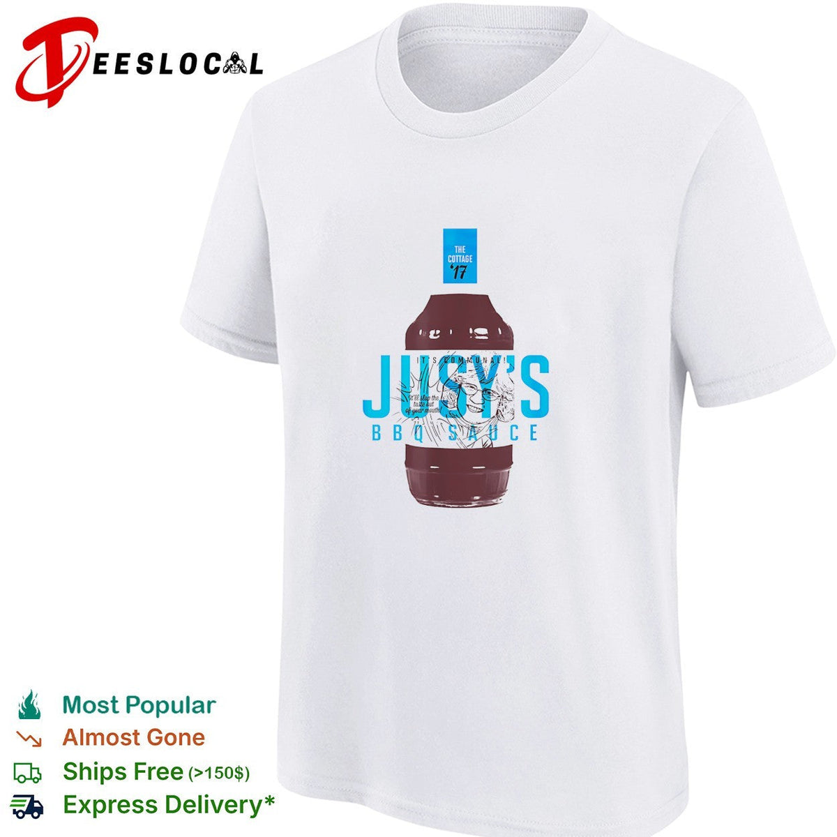 Jusy’s BBQ Sauce The Cottage ’17 it’s communal bottle label illustration graphic shirt Unisex