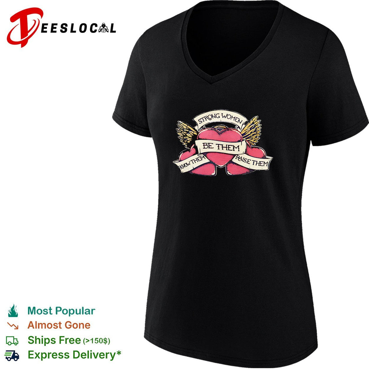 Strong women know them be them raise them winged heart tattoo art shirt Unisex