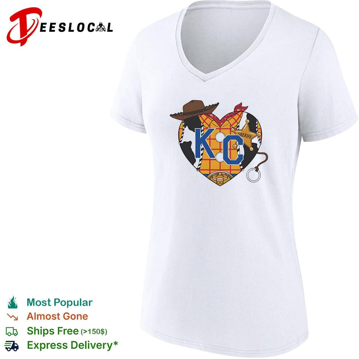 KC heart cowboy hat and sheriff badge western style illustration graphic shirt Unisex