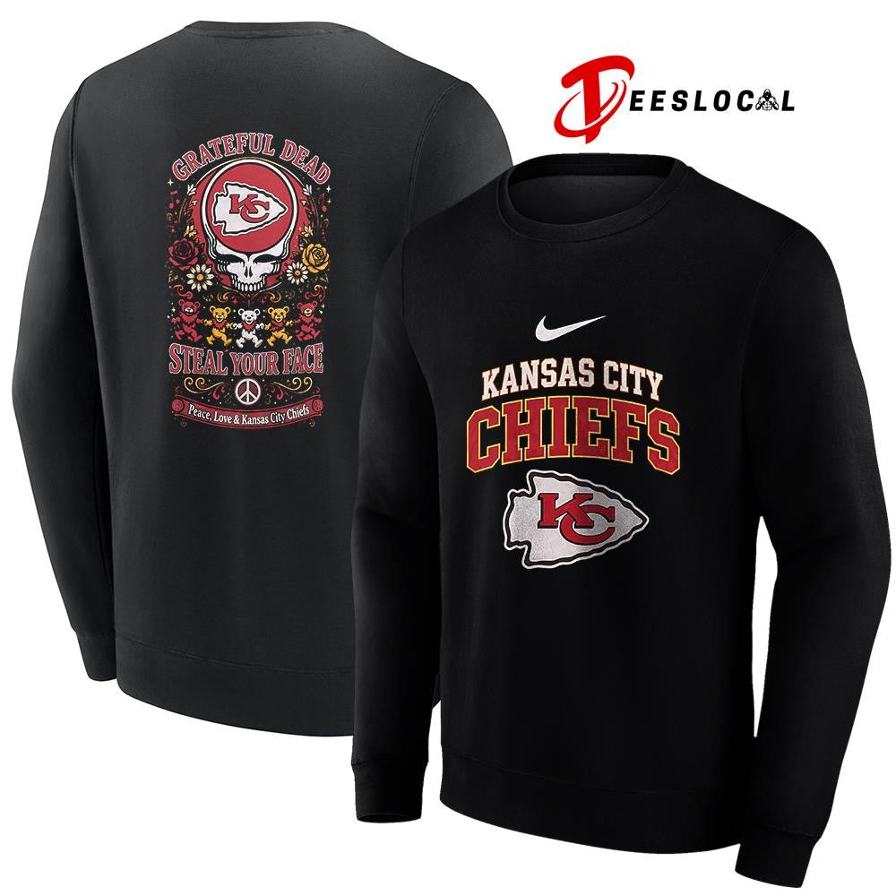 Kansas City Chiefs x Grateful Dead steal your face peace love logo shirt Unisex