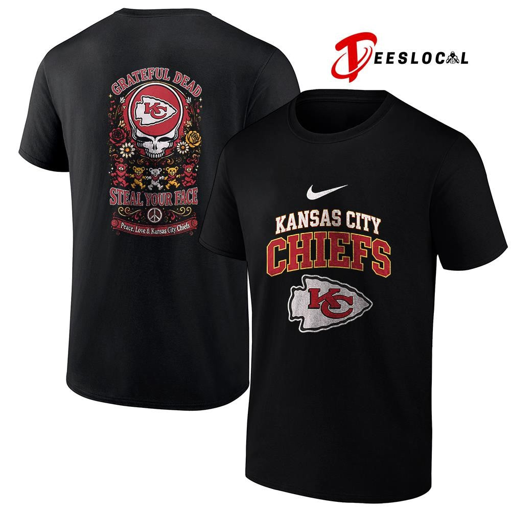 Kansas City Chiefs x Grateful Dead steal your face peace love logo shirt Unisex