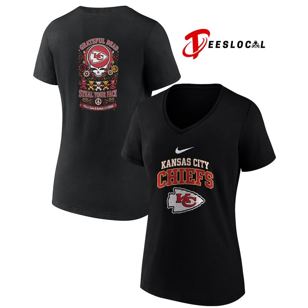 Kansas City Chiefs x Grateful Dead steal your face peace love logo shirt Unisex