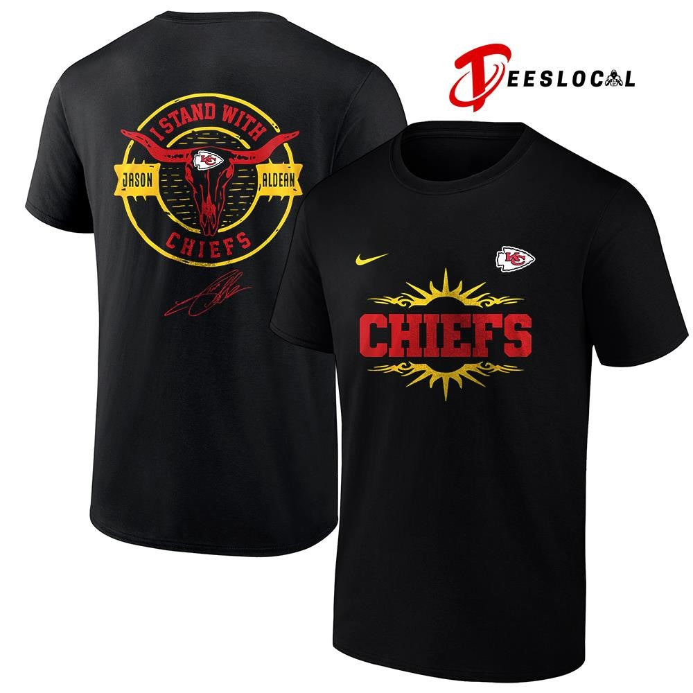 Kansas City Chiefs x Jason Aldean I stand signature logo shirt ] Unisex