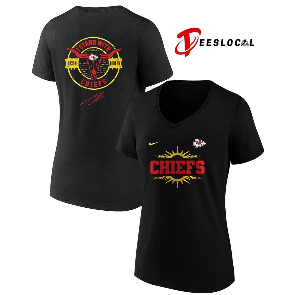 Kansas City Chiefs x Jason Aldean I stand signature logo shirt ] Unisex