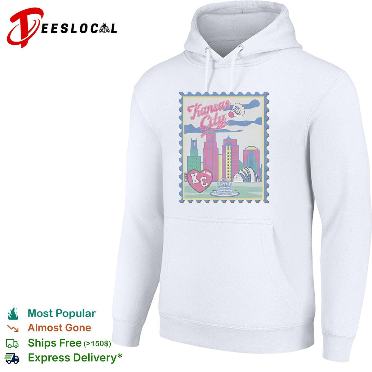 Kansas City Heart KC Badminton Shuttlecock Skyline City Landmarks Postage Stamp shirt Unisex