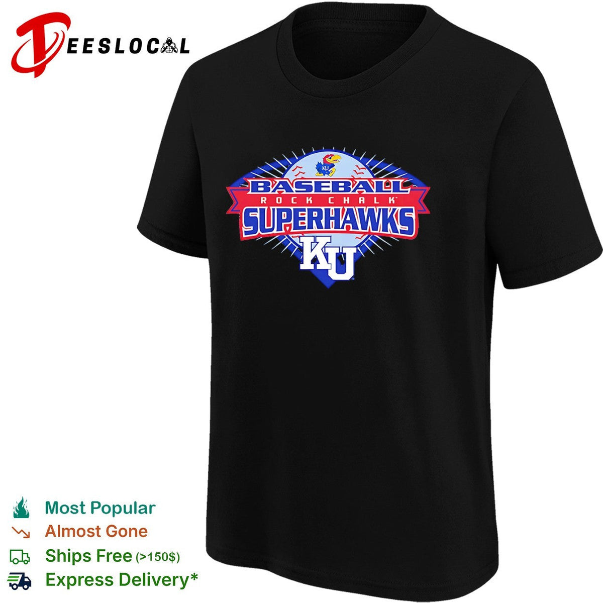 Kansas Jayhawks Baseball Rock Chalk Superhawks KU shirt Unisex