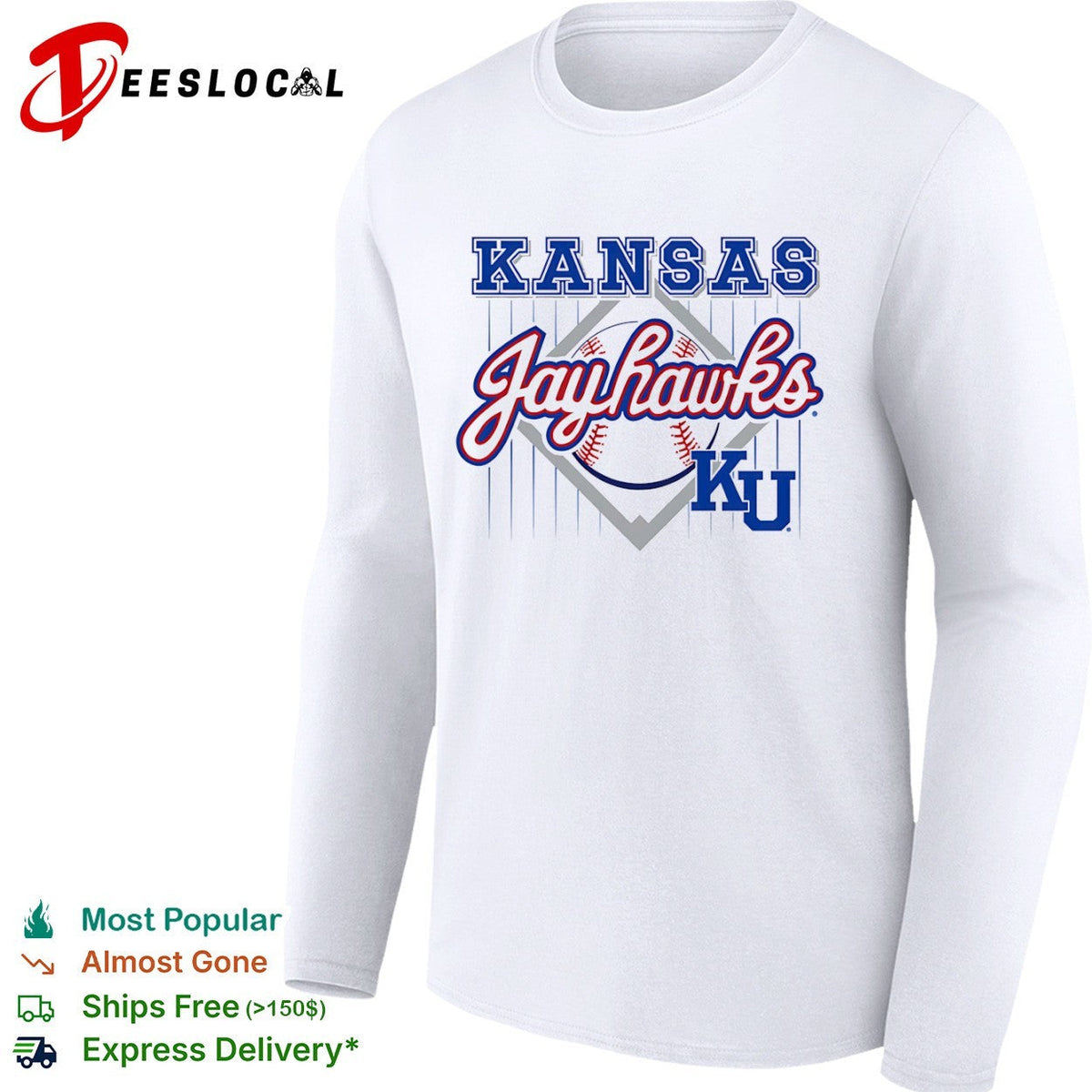 Kansas Jayhawks KU baseball logo team shirt Unisex