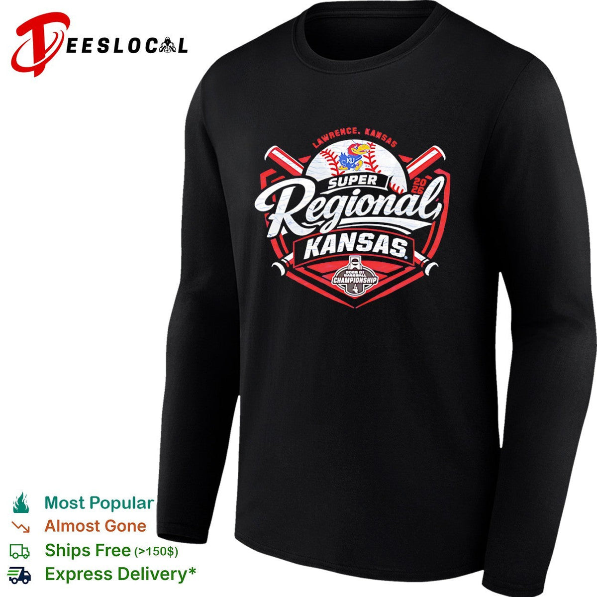 Kansas Jayhawks Super Regional 2026 Lawrence NCAA DI Baseball Championship shirt Unisex