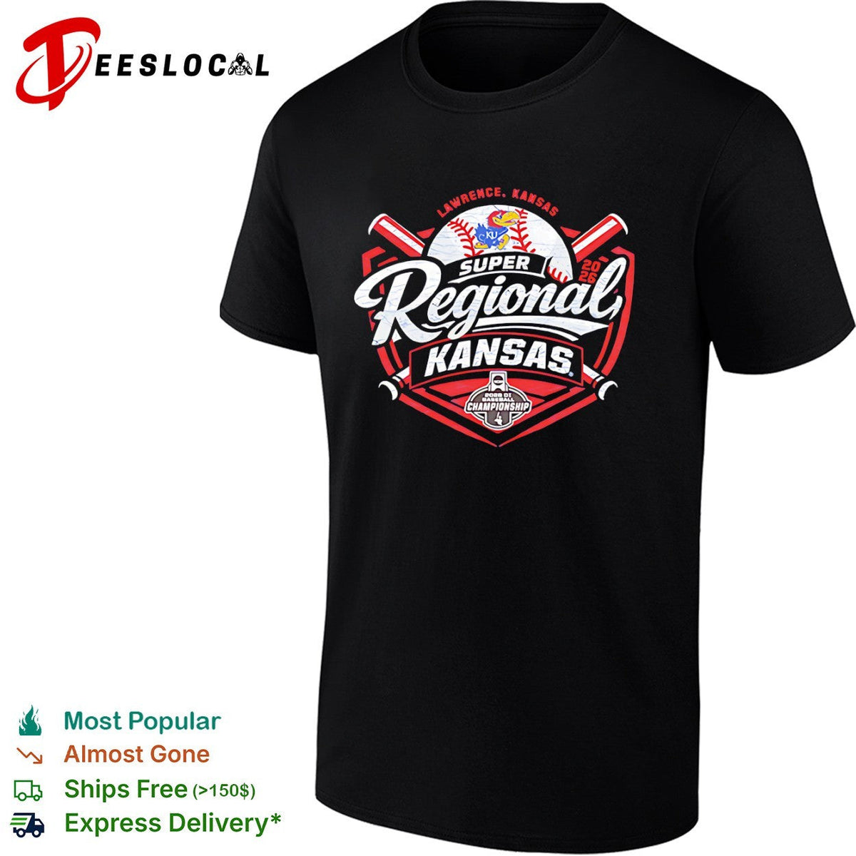 Kansas Jayhawks Super Regional 2026 Lawrence NCAA DI Baseball Championship shirt Unisex