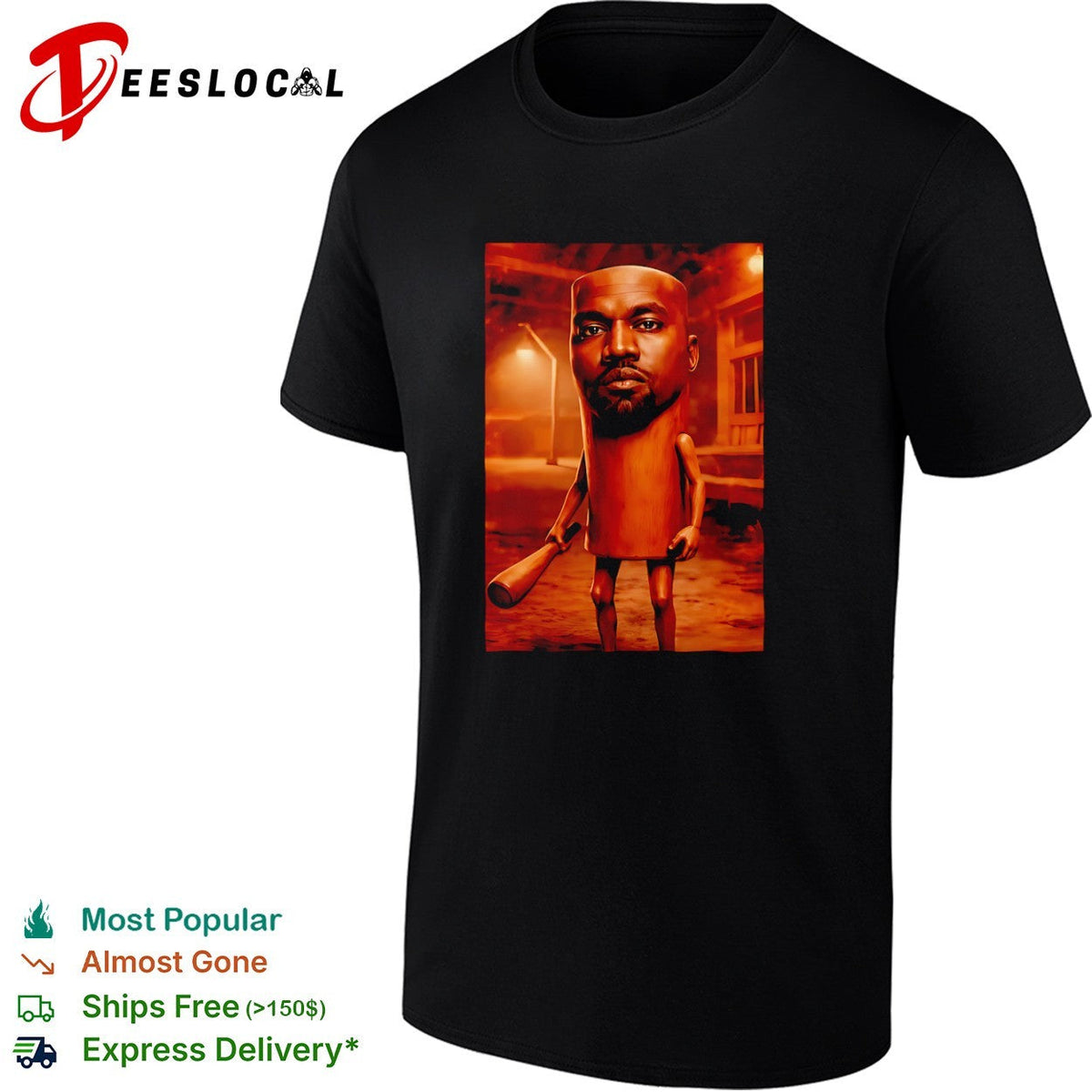 Kanye West wooden figurine bat shirt Unisex