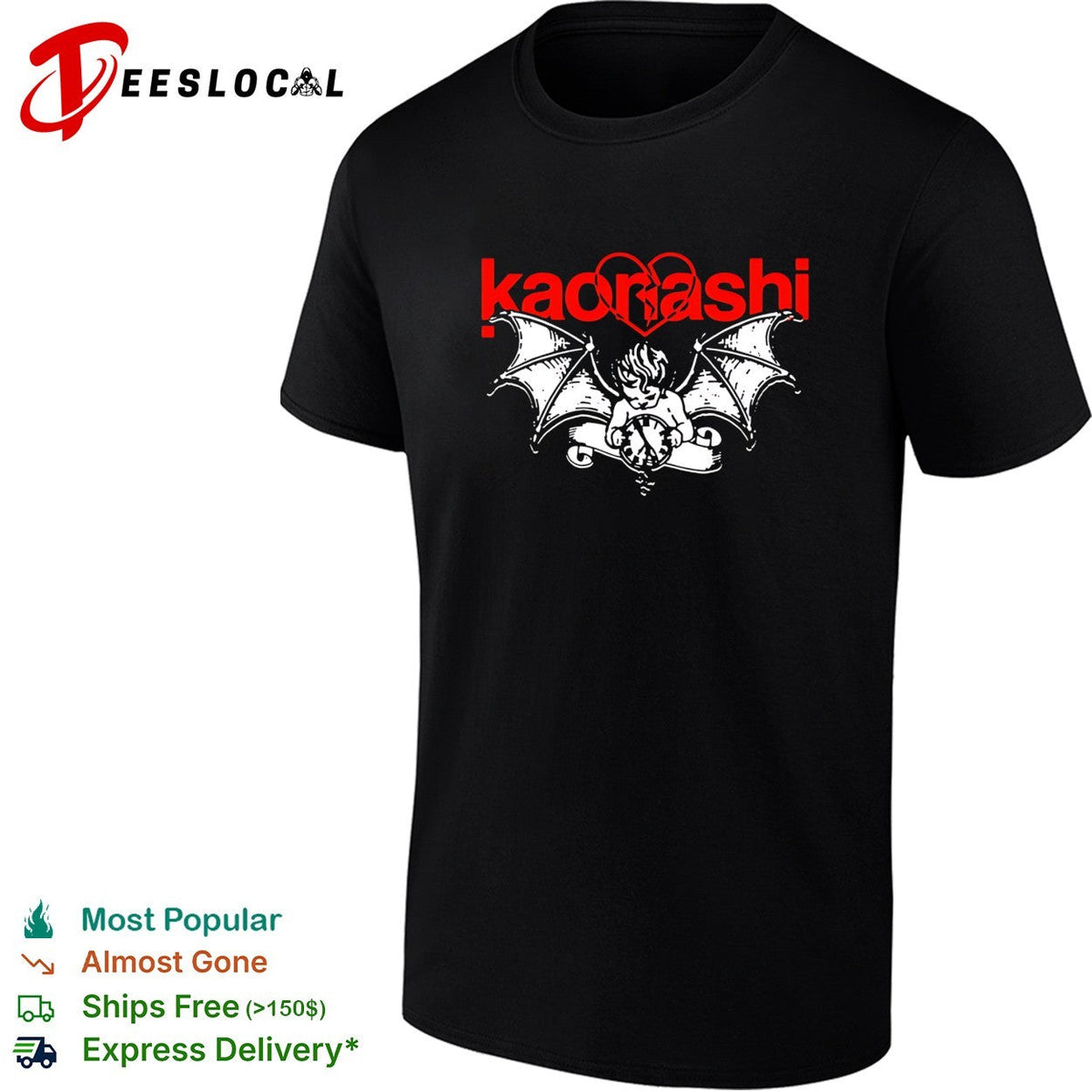 Kaorashi winged cherub with broken heart and clock shirt Unisex