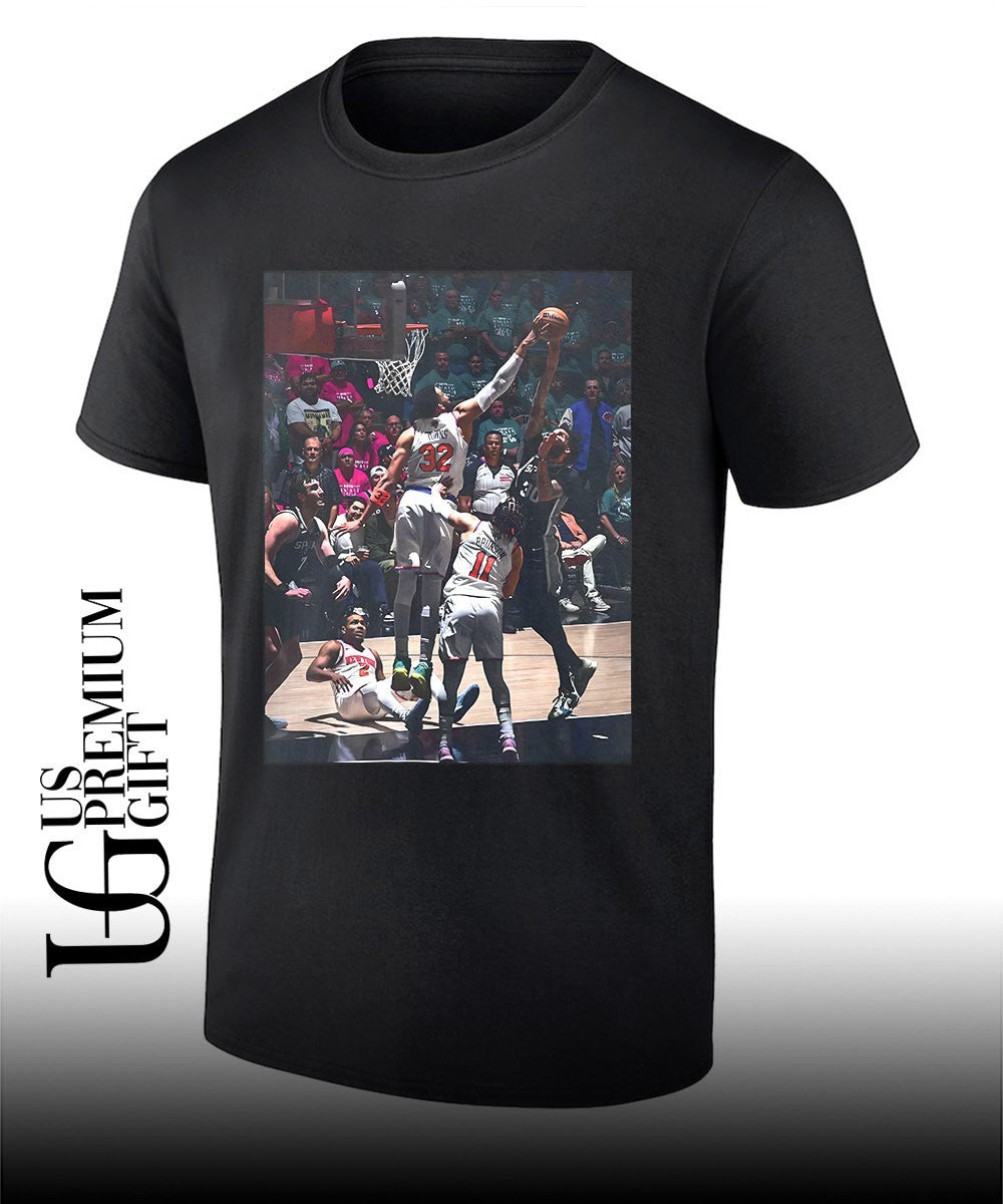 Karl-Anthony Towns Blocks Julian Champagnie photo shirt Unisex