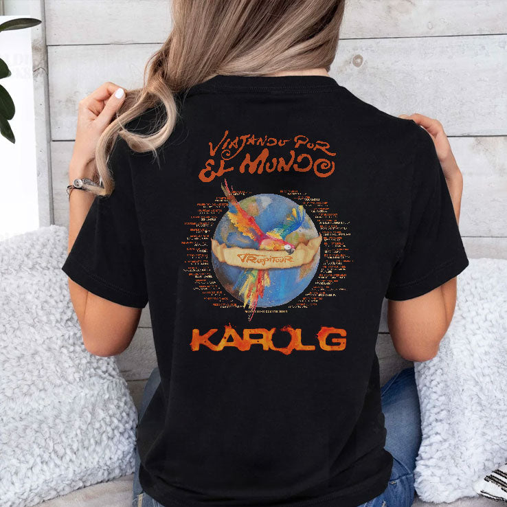 Karol G Viajando Por El Mundo Tropitour Shirt Unisex