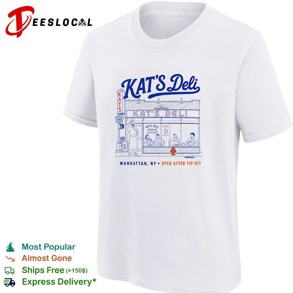 Kat’s Deli Manhattan NY open after tip-off street storefront illustration shirt Unisex