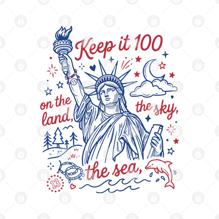 Keep It 100 On The Land The Sky The Sea 4th Of July Patriotic T Shirt Unisex