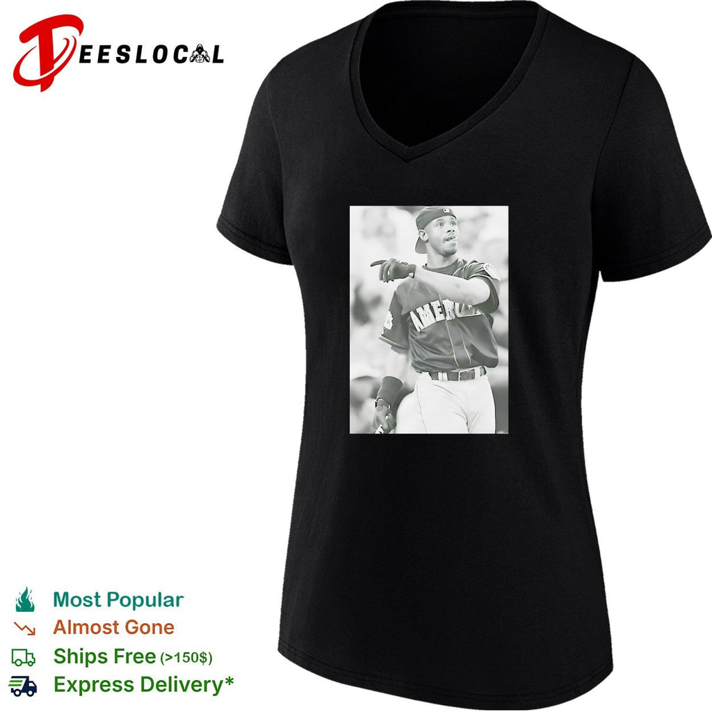Ken Griffey Jr American League All-Star black white vintage baseball photo shirt Unisex