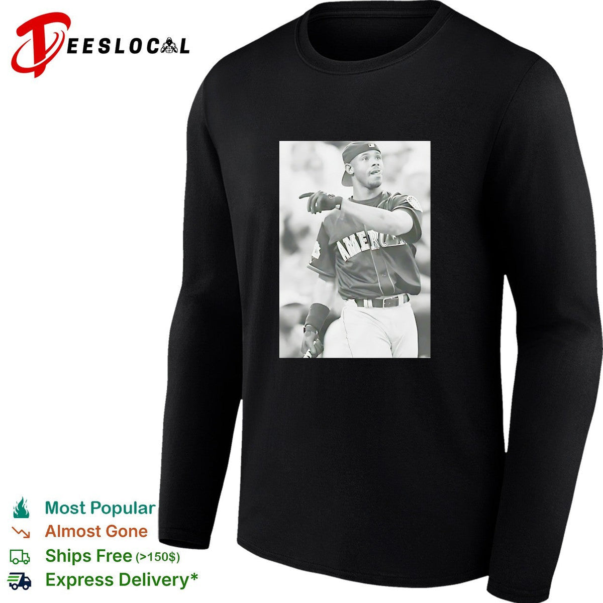 Ken Griffey Jr American League All-Star black white vintage baseball photo shirt Unisex