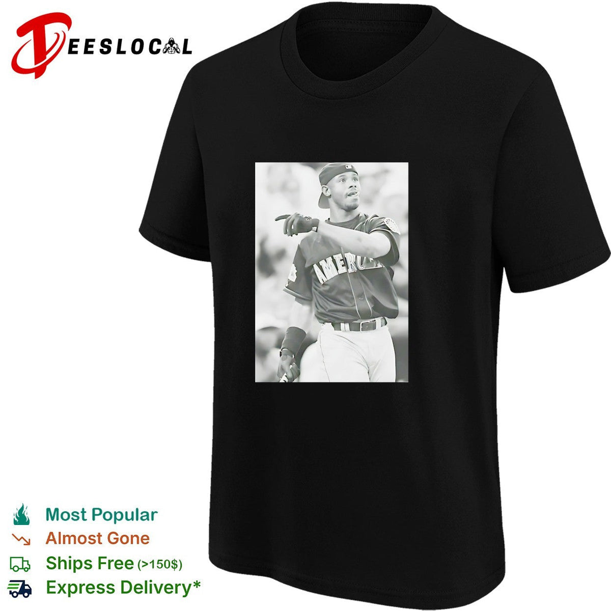 Ken Griffey Jr American League All-Star black white vintage baseball photo shirt Unisex