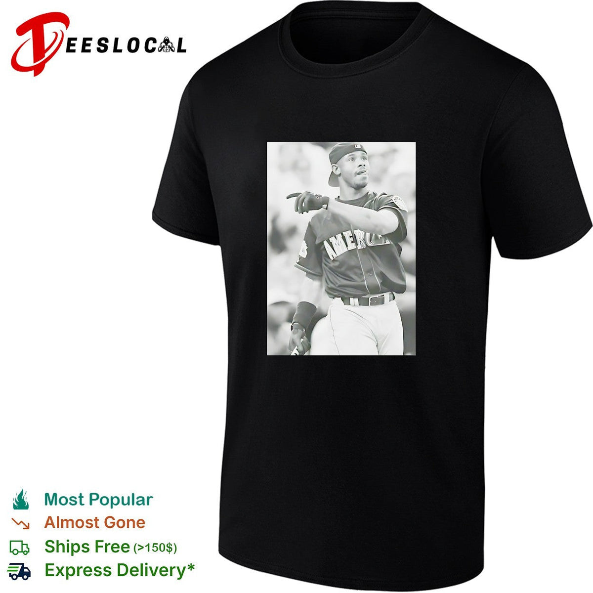 Ken Griffey Jr American League All-Star black white vintage baseball photo shirt Unisex