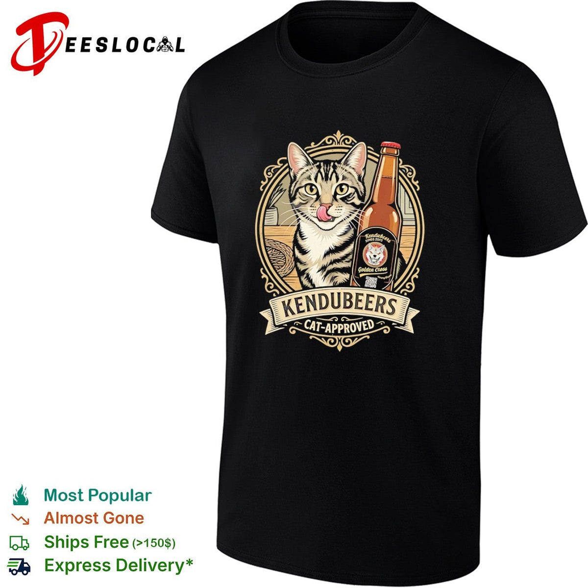 Kendubeers cat approved Golden Cross beer bottle shirt Unisex