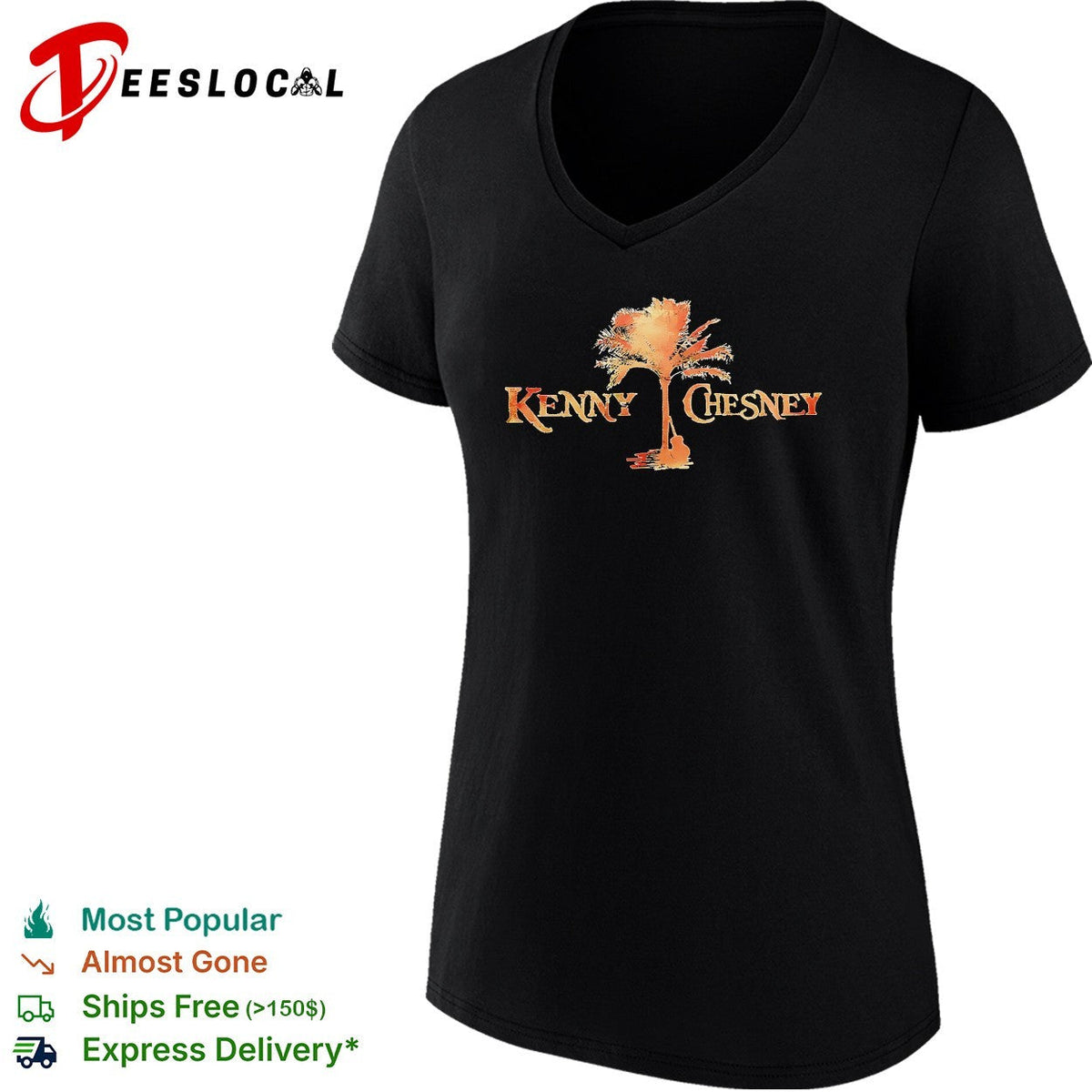 Kenny Chesney palm tree guitar silhouette vintage text shirt Unisex