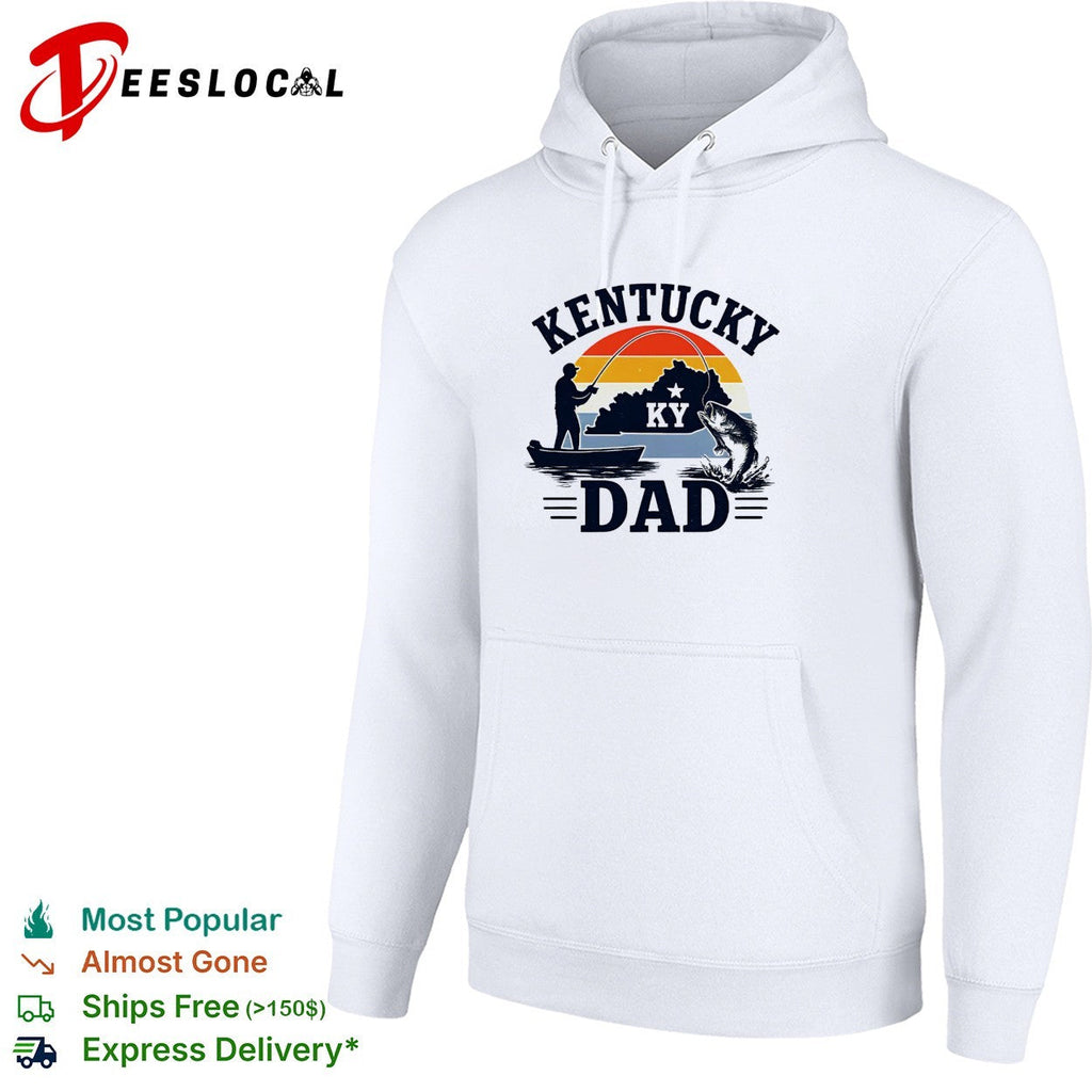 Kentucky Dad fishing retro sunset state silhouette shirt Unisex