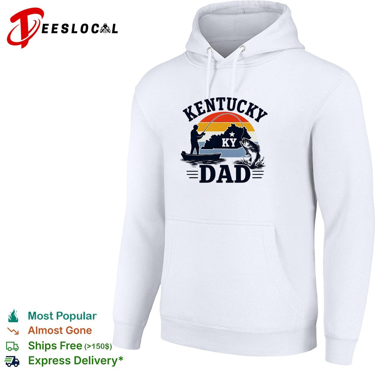 Kentucky Dad fishing retro sunset state silhouette shirt Unisex