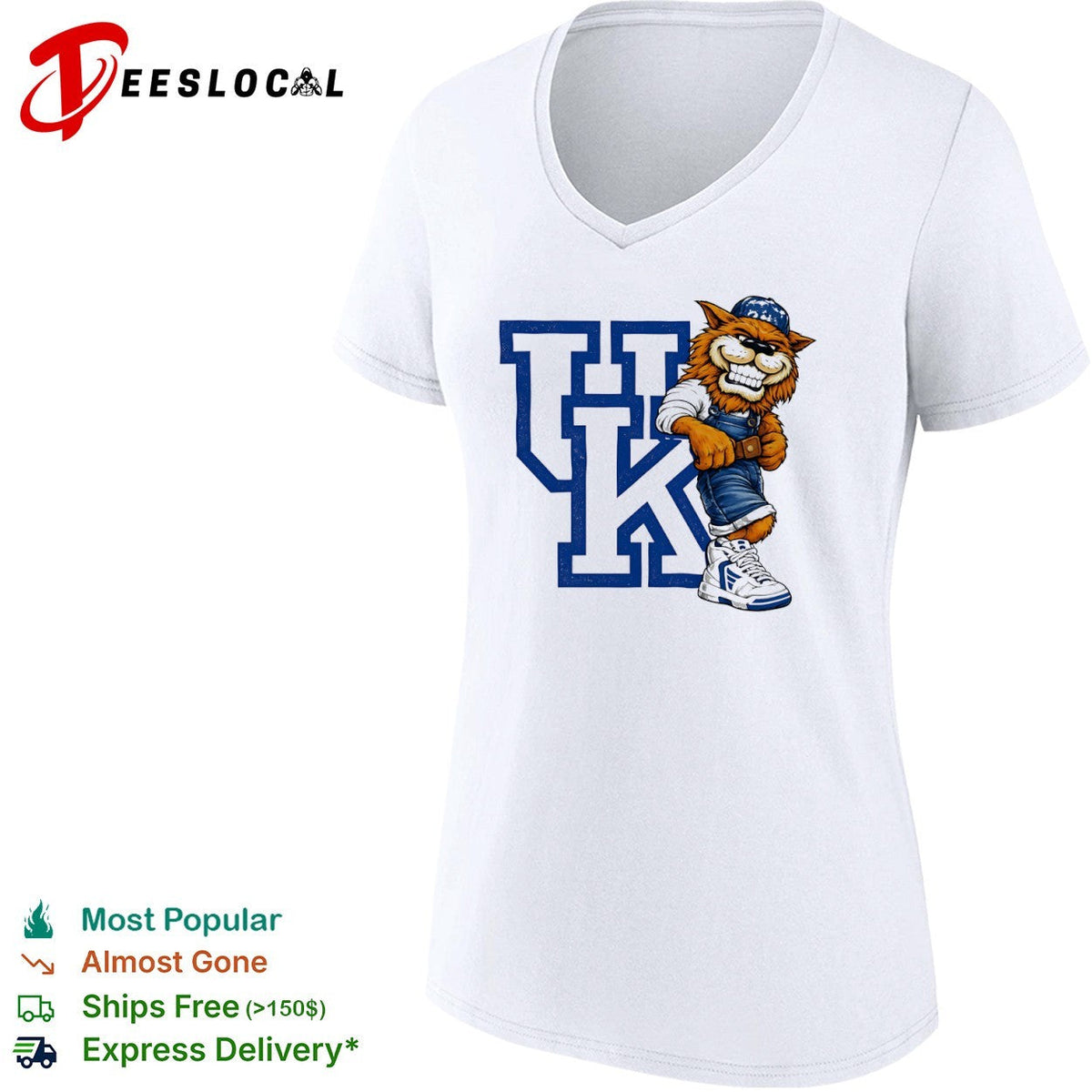 Kentucky Wildcats UK Logo with Scratch Mascot Retro Basketball Mascot Sports shirt Unisex