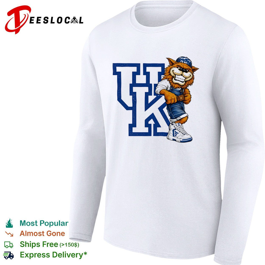 Kentucky Wildcats UK Logo with Scratch Mascot Retro Basketball Mascot Sports shirt Unisex