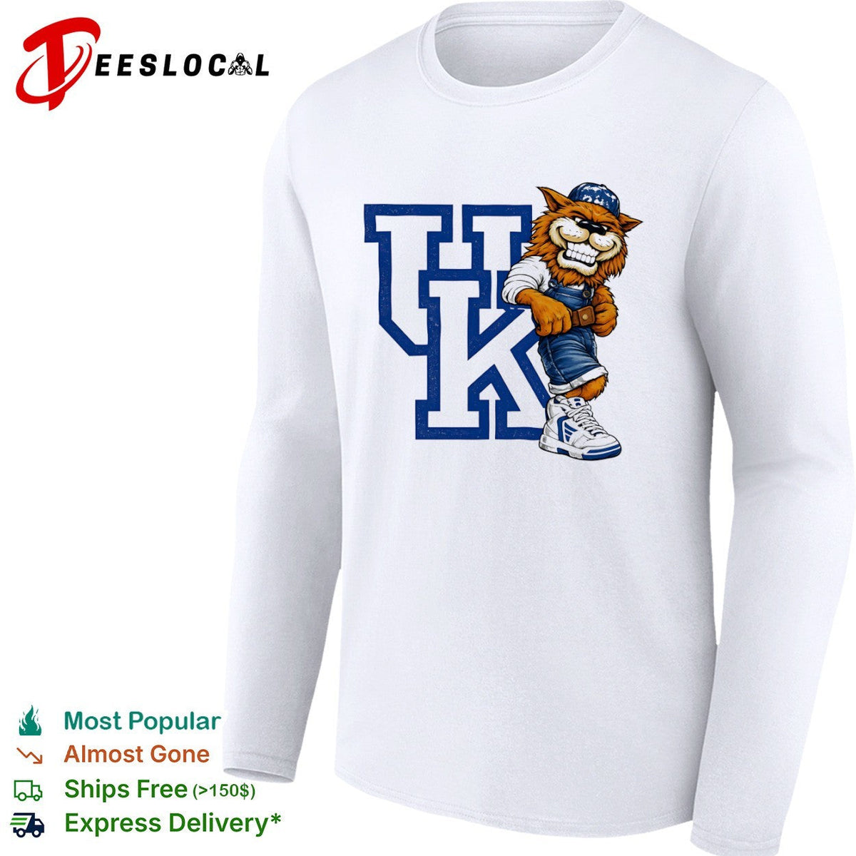 Kentucky Wildcats UK Logo with Scratch Mascot Retro Basketball Mascot Sports shirt Unisex