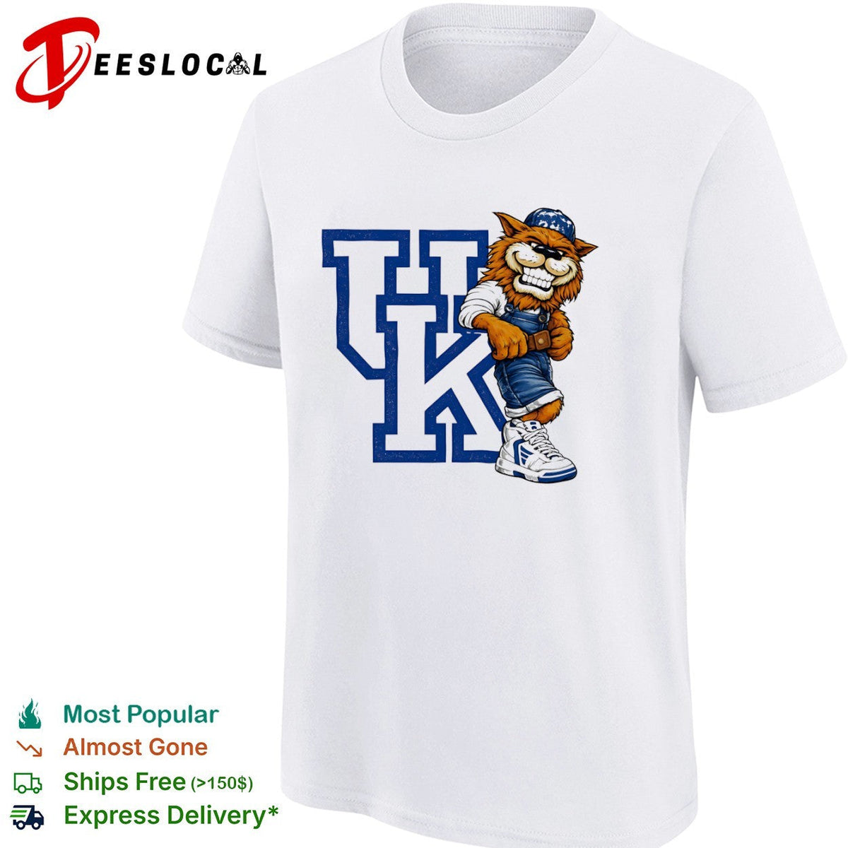 Kentucky Wildcats UK Logo with Scratch Mascot Retro Basketball Mascot Sports shirt Unisex