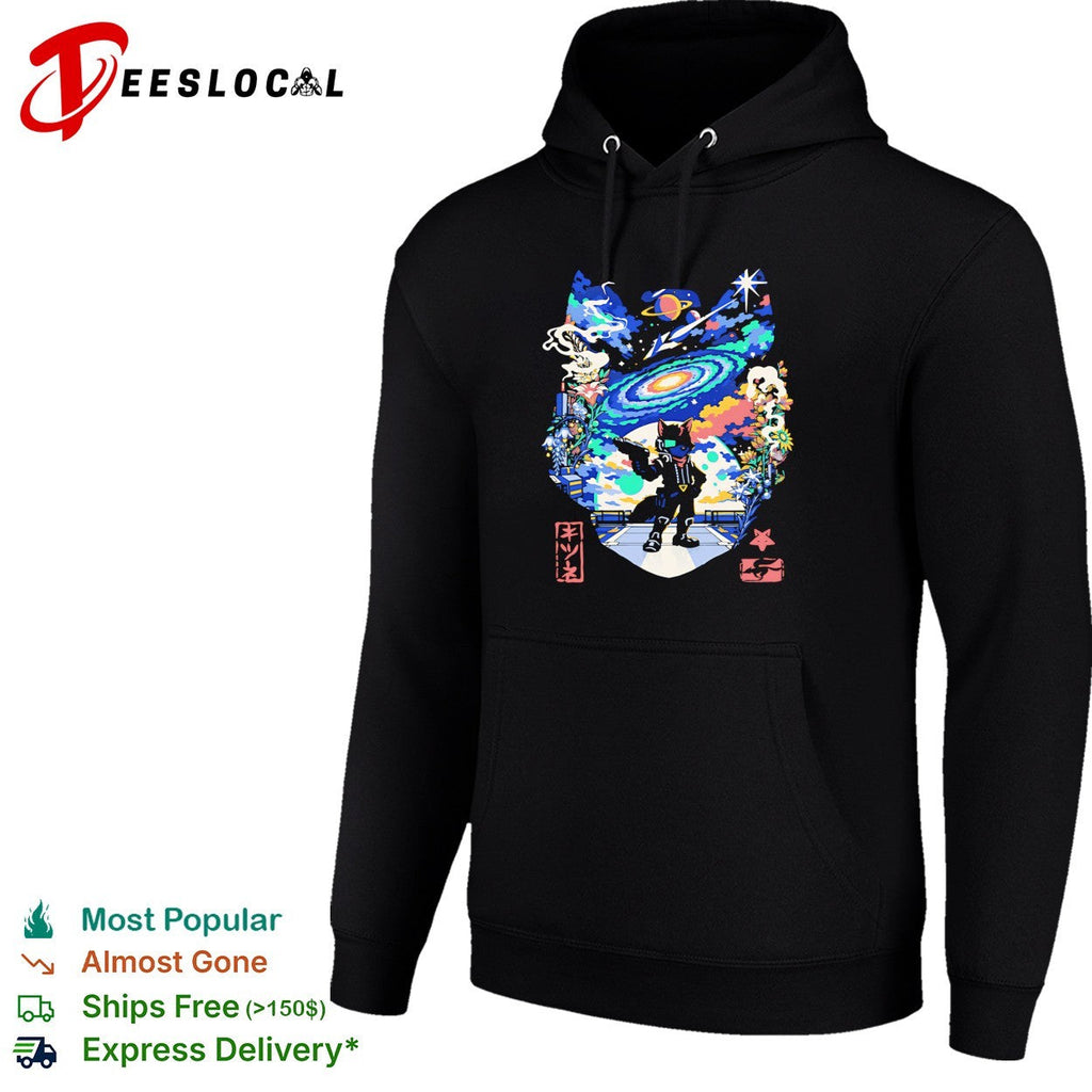 Kitsune fox galaxy cosmic Japanese street art anime shirt Unisex