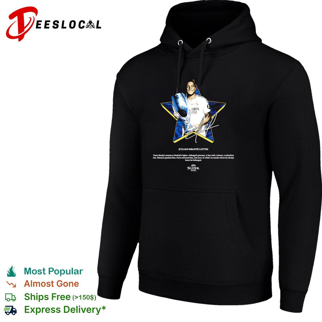 Kylian Mbappe Lottin Real Madrid UEFA super cup signature shirt Unisex
