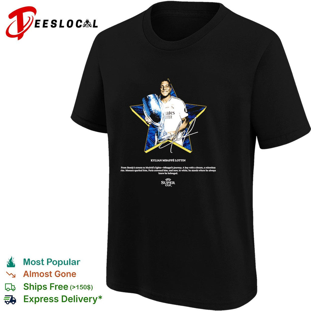 Kylian Mbappe Lottin Real Madrid UEFA super cup signature shirt Unisex