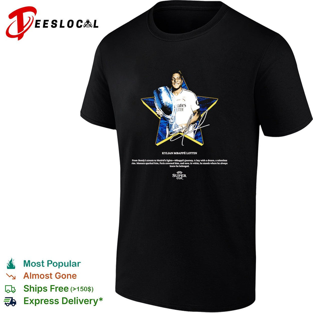Kylian Mbappe Lottin Real Madrid UEFA super cup signature shirt Unisex