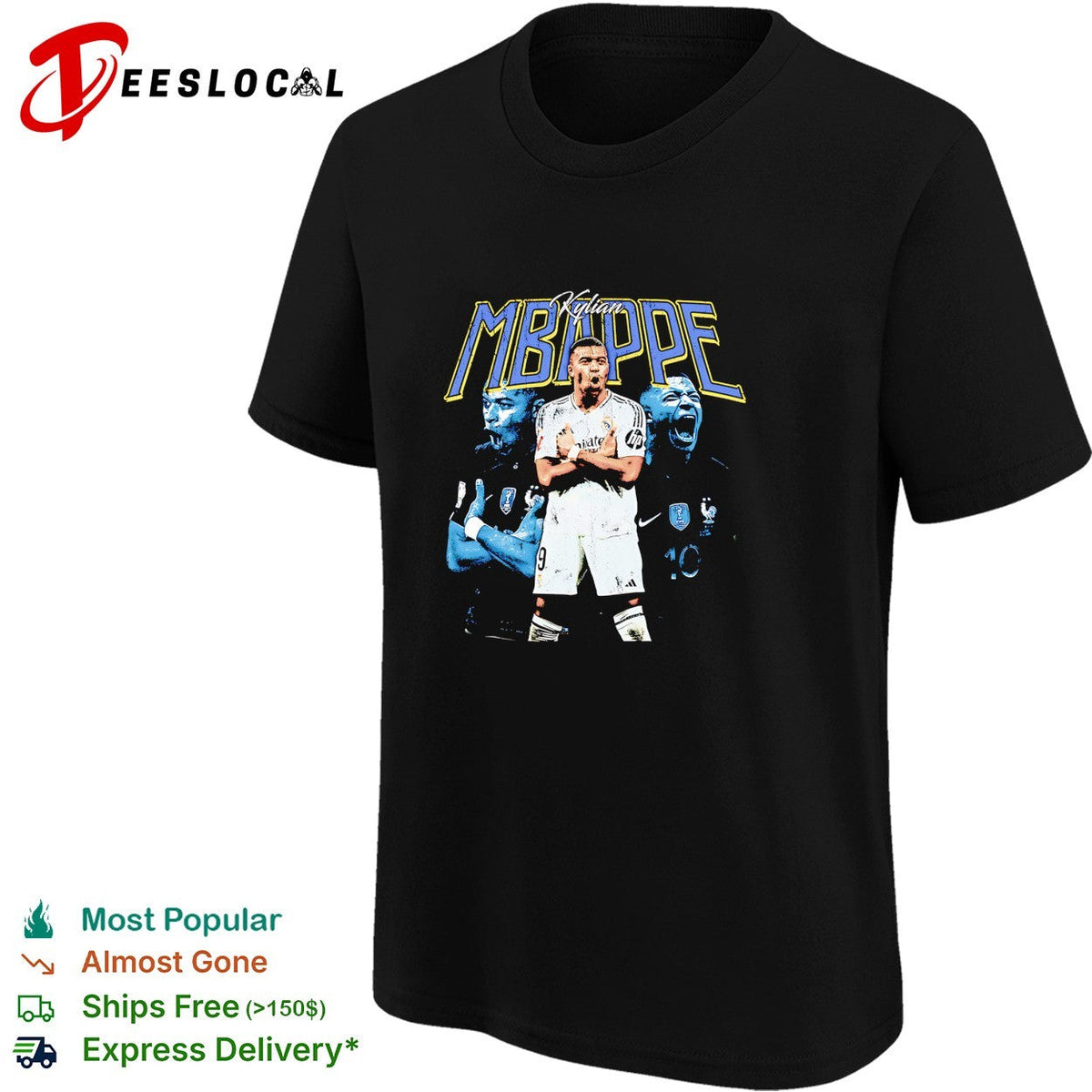 Kylian Mbappe Real Madrid France portrait shirt Unisex