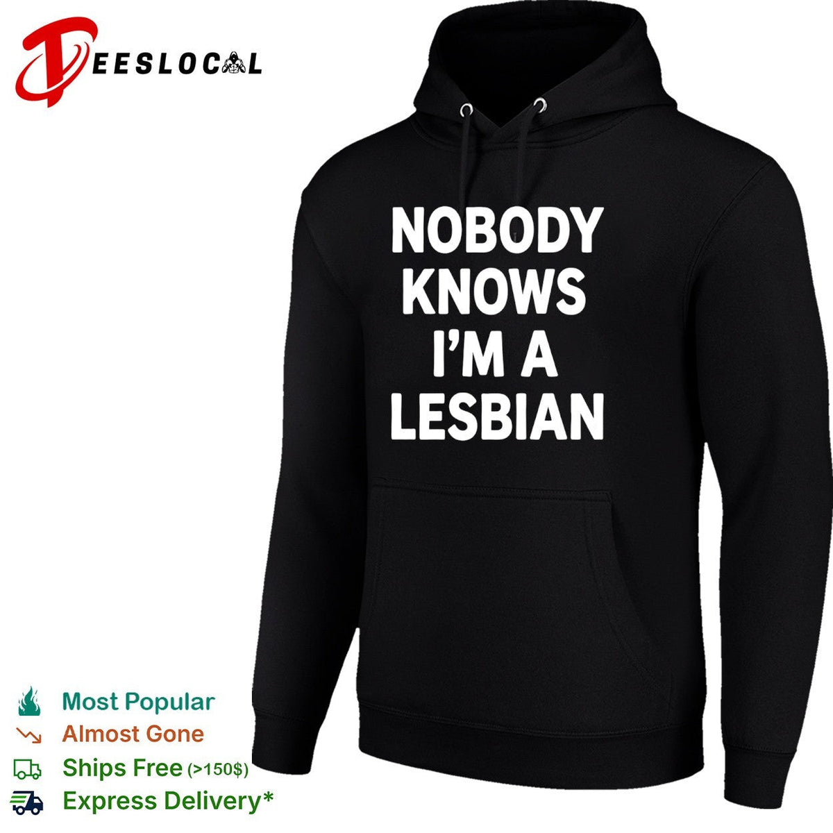 LGBTQ pride month bold text nobody knows im a lesbian shirt Unisex