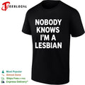 LGBTQ pride month bold text nobody knows im a lesbian shirt Unisex