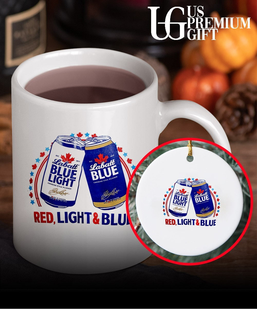 Labatt Blue Light Canadian style pilsner John Labatt born in Canada brewed in the USA Red Light and Blue shirt