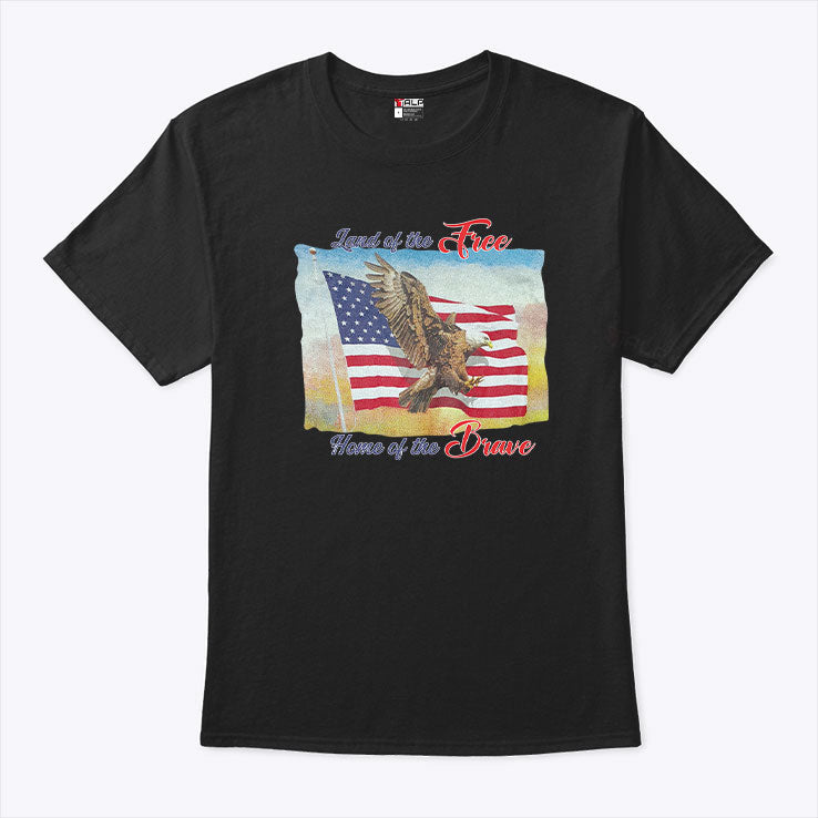 Land Of The Free Home Of The Brave America Flag Shirt Unisex