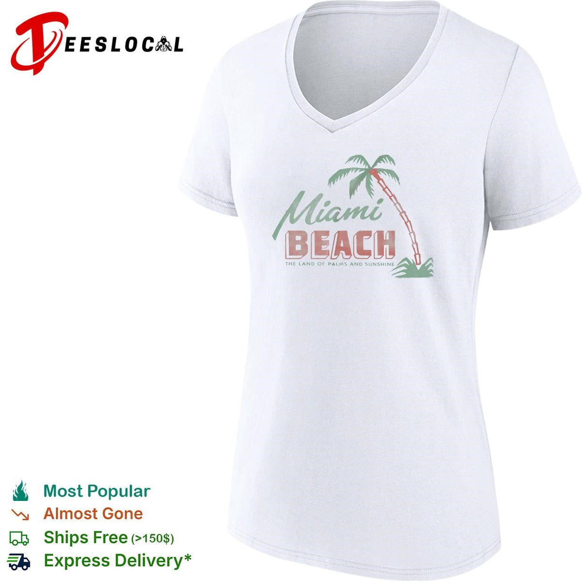 Land of palms and sunshine beach vintage badge shirt Unisex