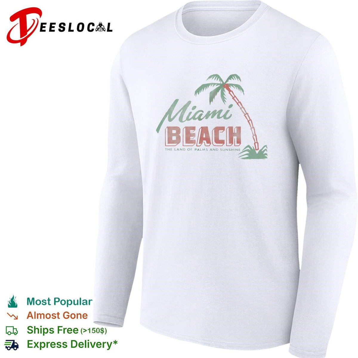 Land of palms and sunshine beach vintage badge shirt Unisex