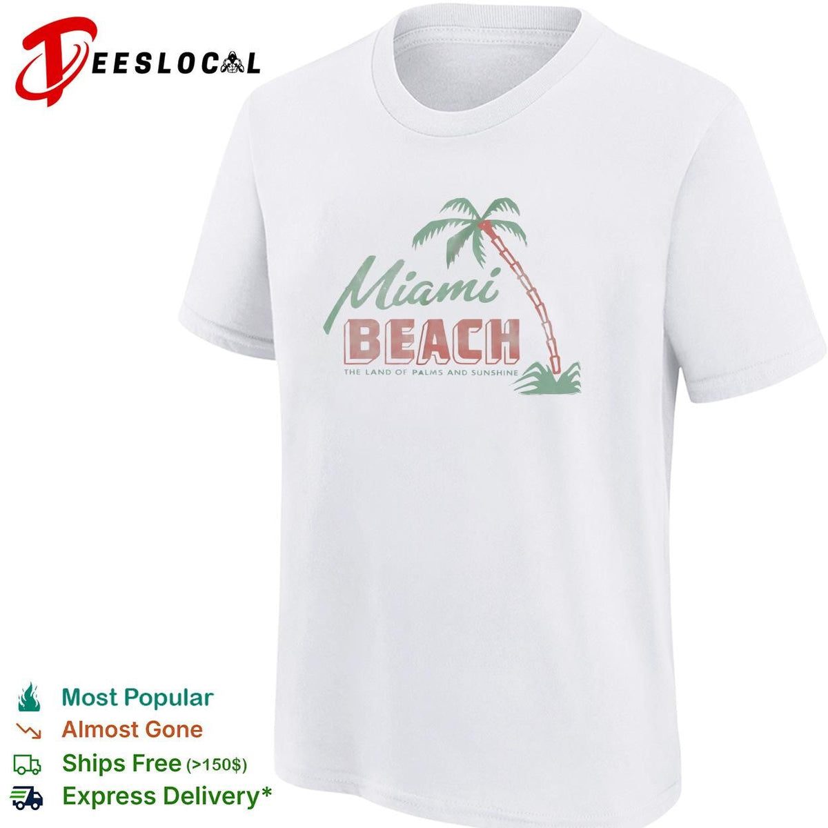 Land of palms and sunshine beach vintage badge shirt Unisex