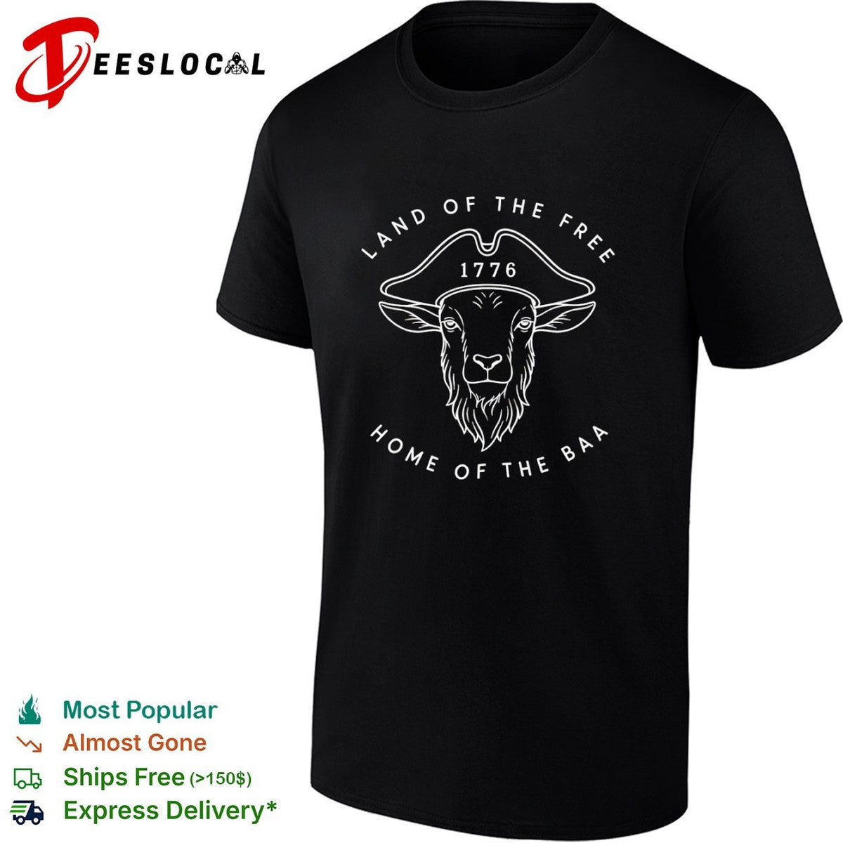 Land of the Free Home of the Baa 1776 Goat shirt Unisex