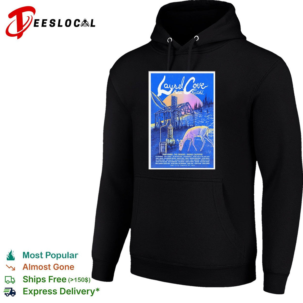 Laurel Cove Music Festival concert poster deer nature art shirt Unisex