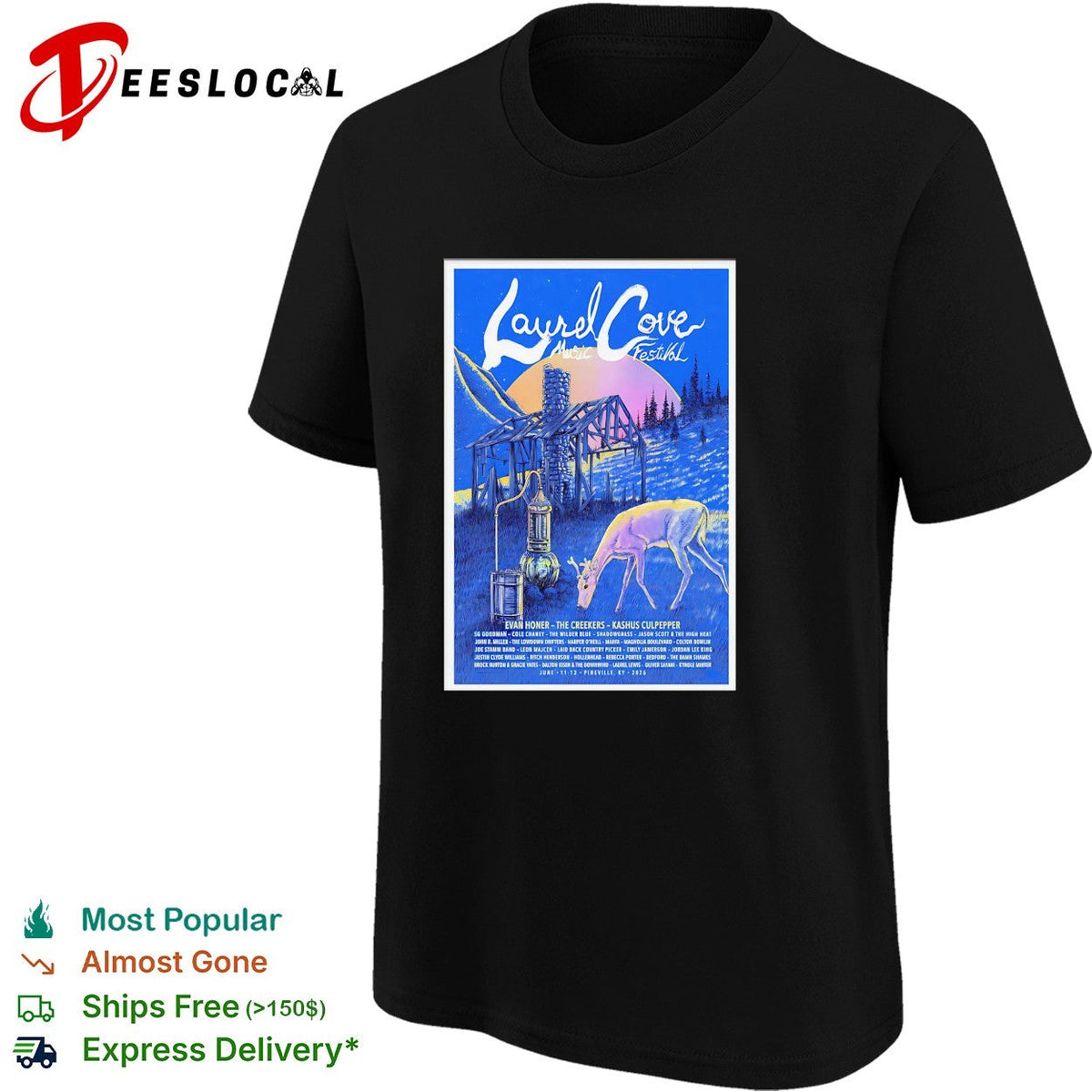 Laurel Cove Music Festival concert poster deer nature art shirt Unisex