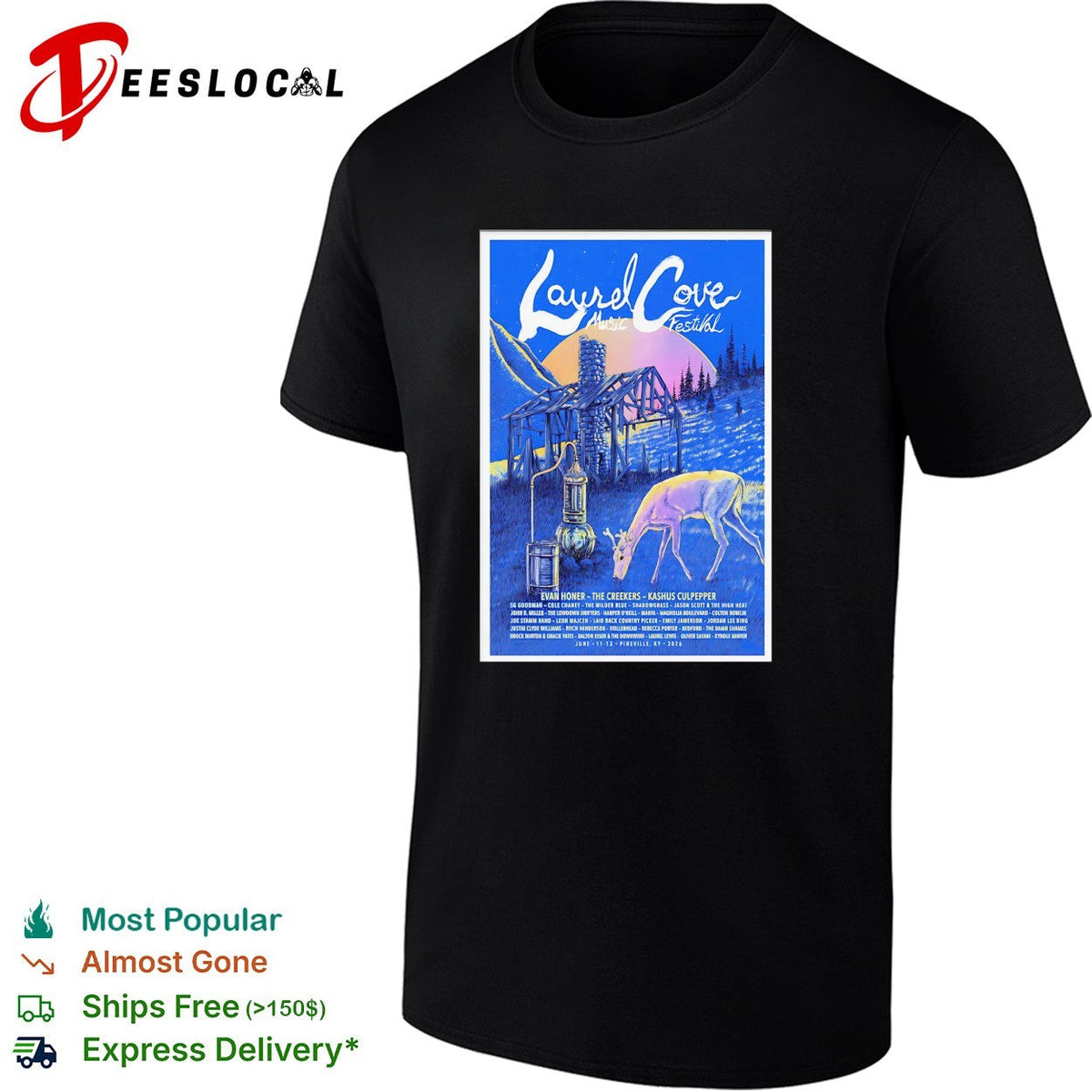 Laurel Cove Music Festival concert poster deer nature art shirt Unisex