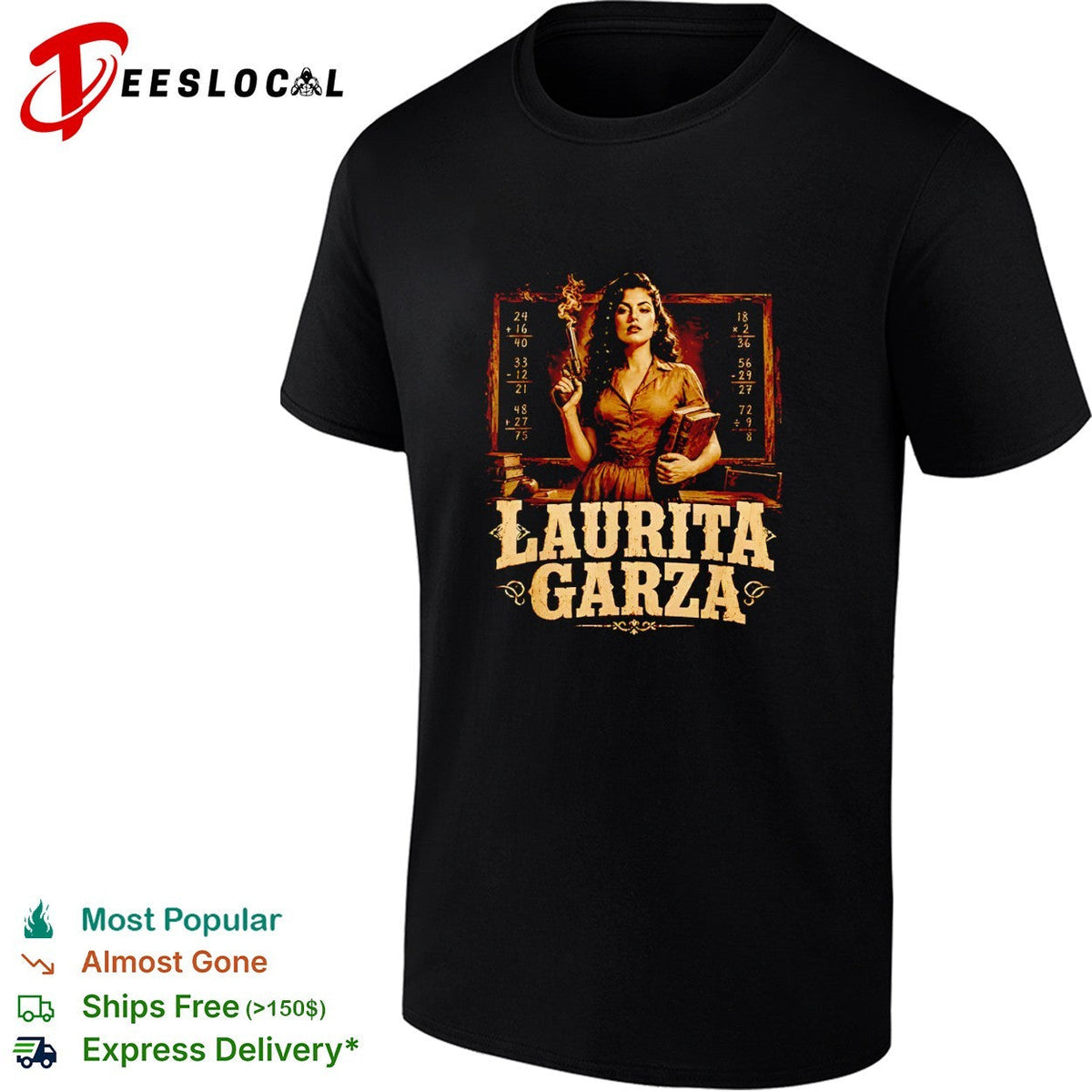 Laurita Garza teacher school chalkboard math pistol firearm western corrido shirt Unisex