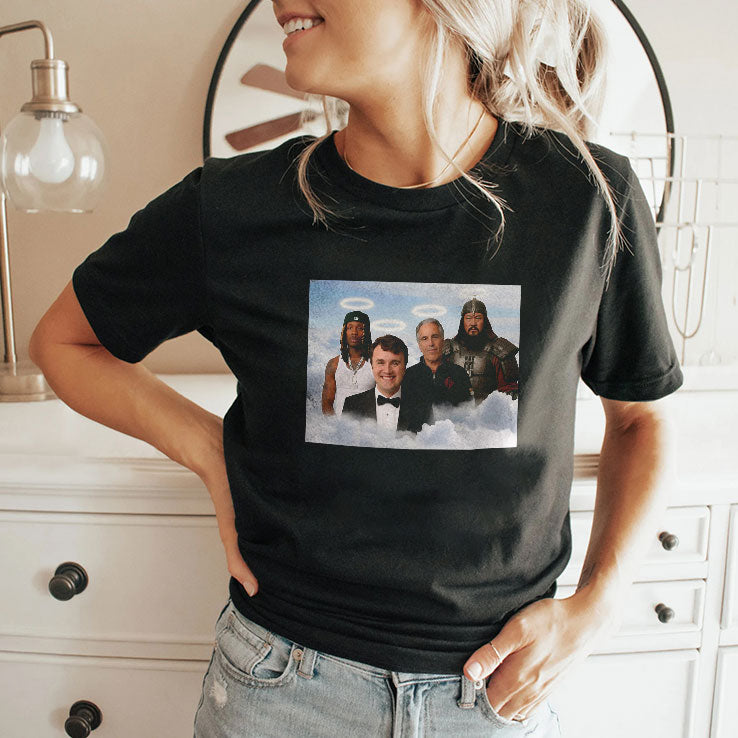 Legends in Heaven Heavy King Von Charlie Kirk Genghis Khan Jeffrey Epstein T Shirt Unisex